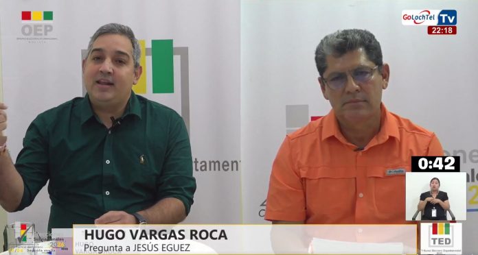 Cara a cara por el Beni: Hugo Vargas (izq.) y Jesús Égüez (der.) durante el debate técnico organizado con miras al balotaje del próximo domingo